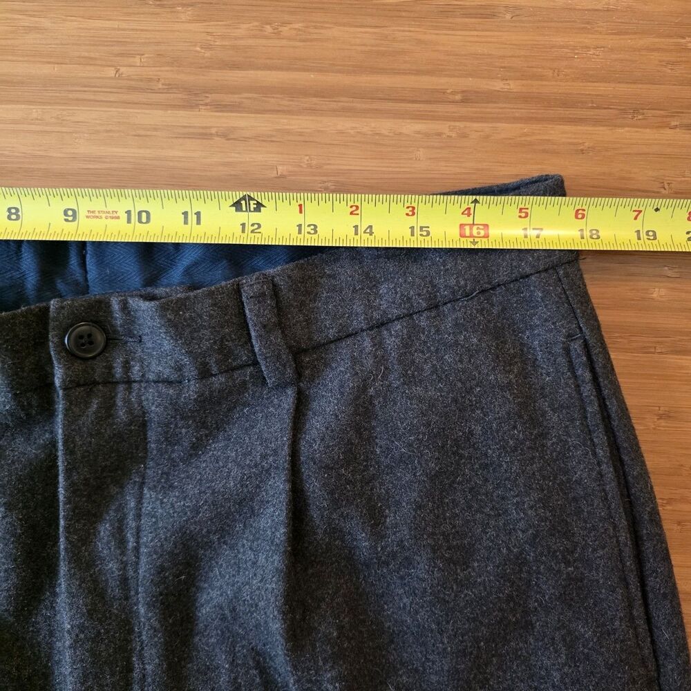 Vtg Nautica 36x34 Charcoal Wool Flannel Pleated Cuffed Baggy High Waist Pants - Picture 4 of 16